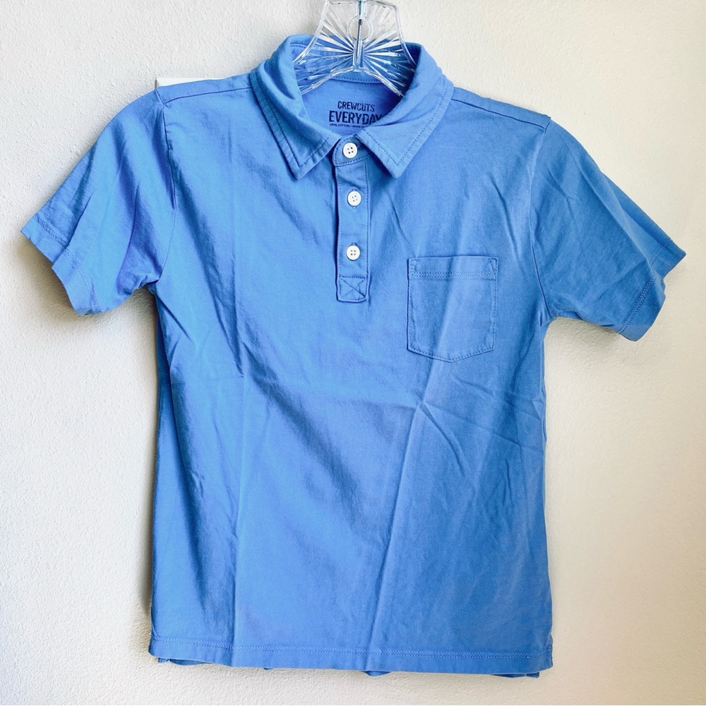 EUC 8 10 S CREWCUTS Boys Polo Everyday Soft Cornflower Light Blue Collar S/S